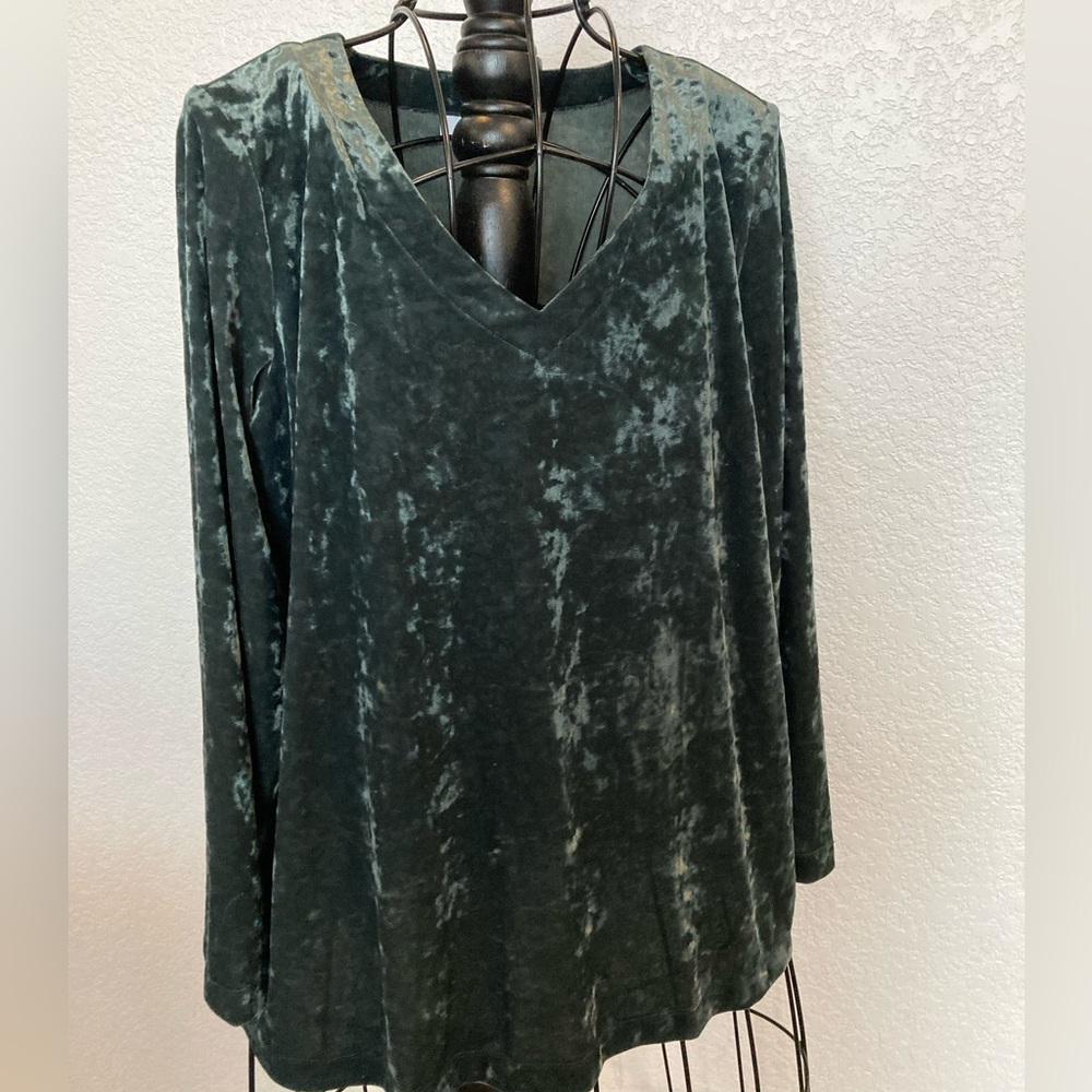 J. Jill teal green velvet top medium